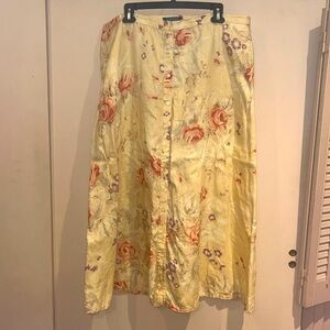 Lauren by Ralph Lauren long linen skirt w/ pockets size 16W buttons down front